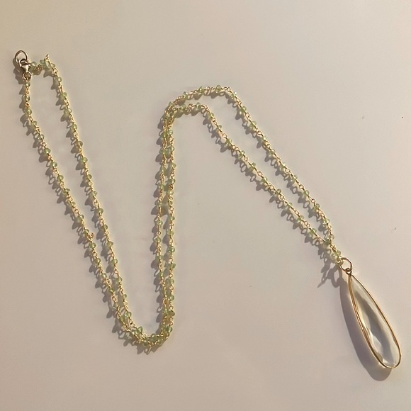 New Faceted Peridot necklace with Quartz pendant - Picture 1 of 6